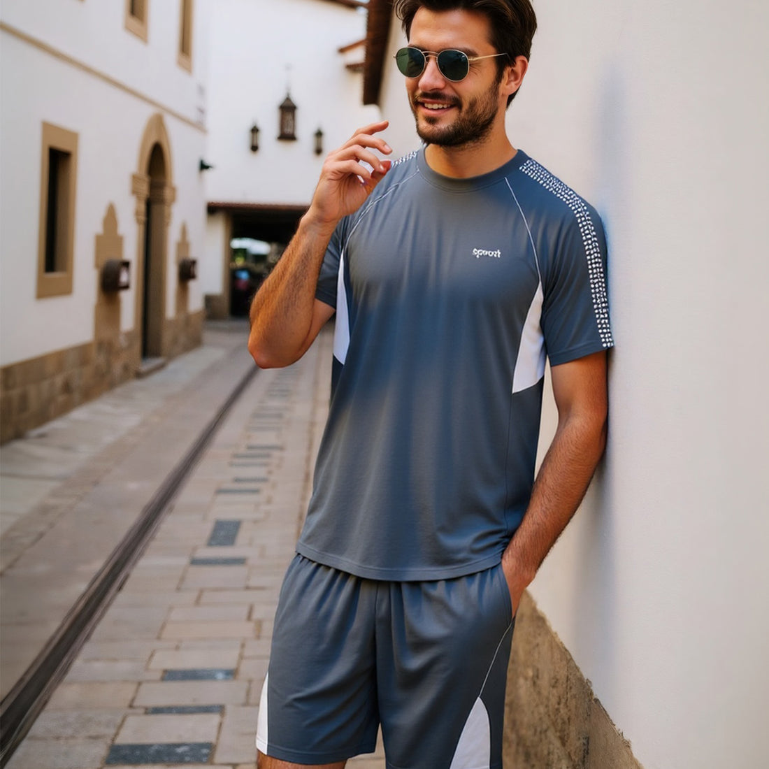 Summer Ice Silk Quick-Drying Gym Outfit 2-Piece Set