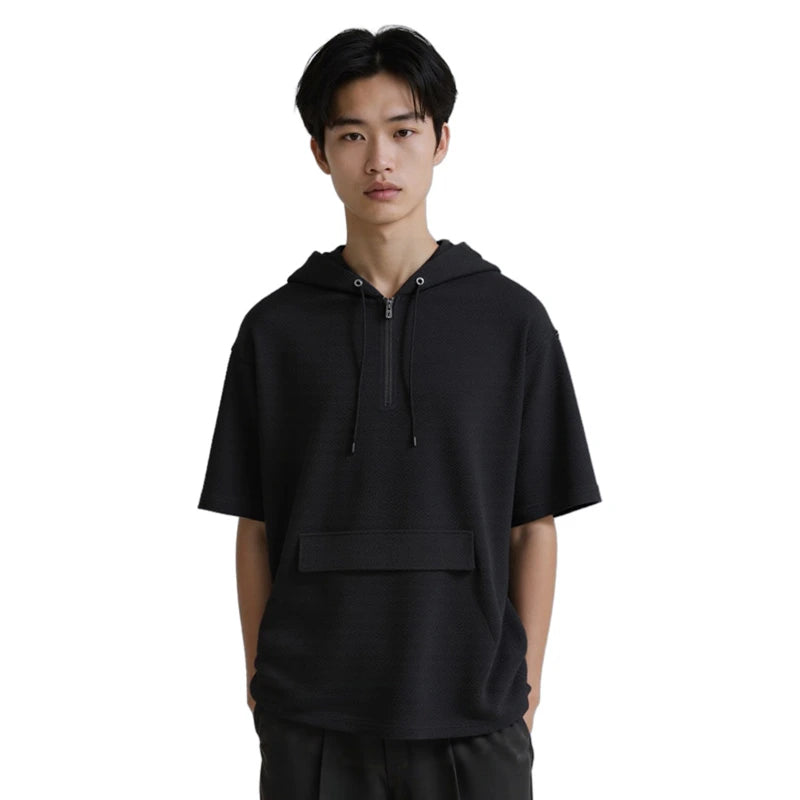 Youth Solid Color Cool Breathable Half-Zip Hooded Top