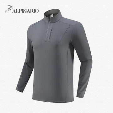 Half-Zip Fleece-Lined Stand-Collar Long-Sleeve