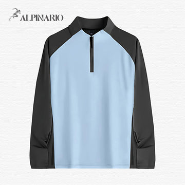 Four-Dimensional Elastic Stand-Up Collar Half-Zip T-Shirt