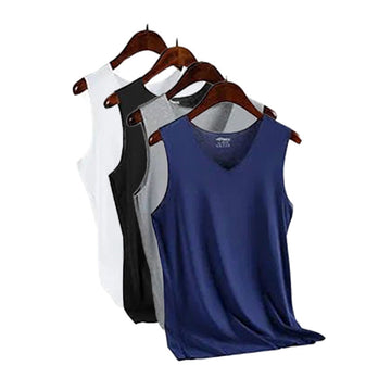 Quick-Dry Seamless V-Neck Wide-Shoulder Vest 4-Piece Set