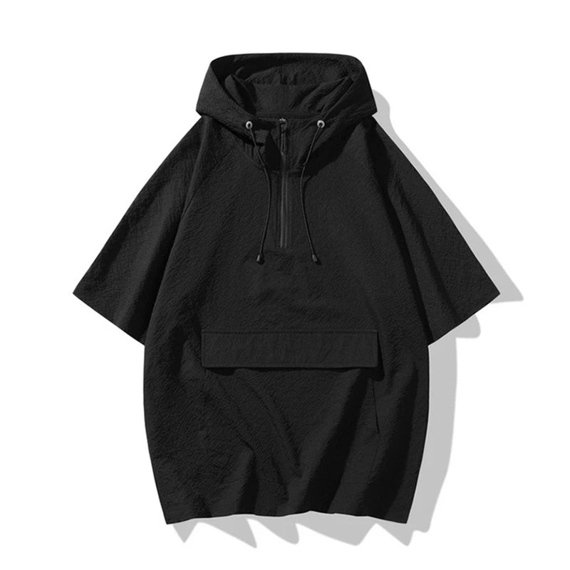 Youth Solid Color Cool Breathable Half-Zip Hooded Top