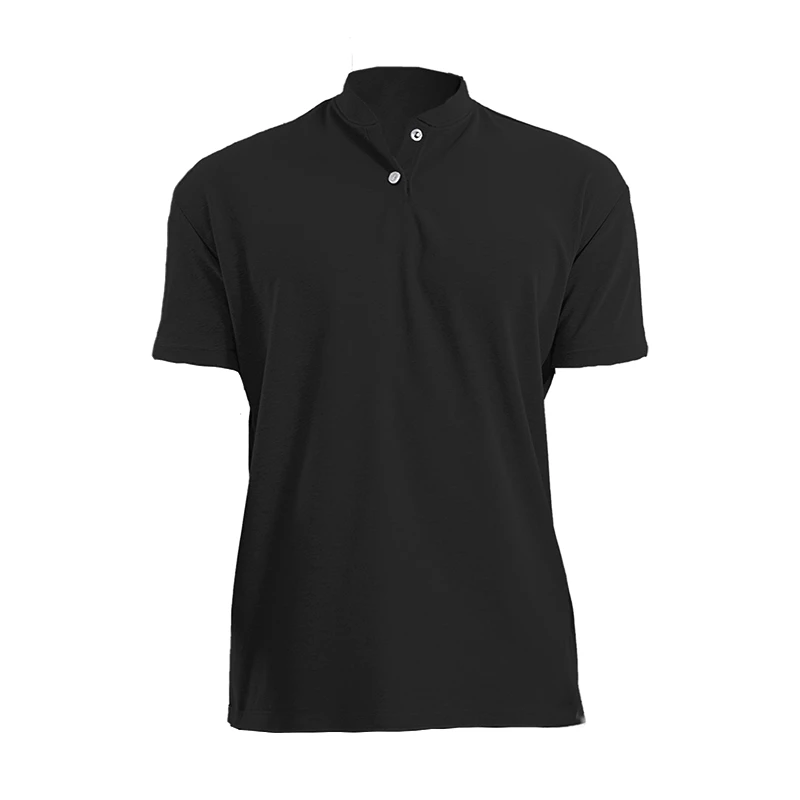 Anti-Wrinkle High-Elasticity Henry Collar Waffle Polo Shirt