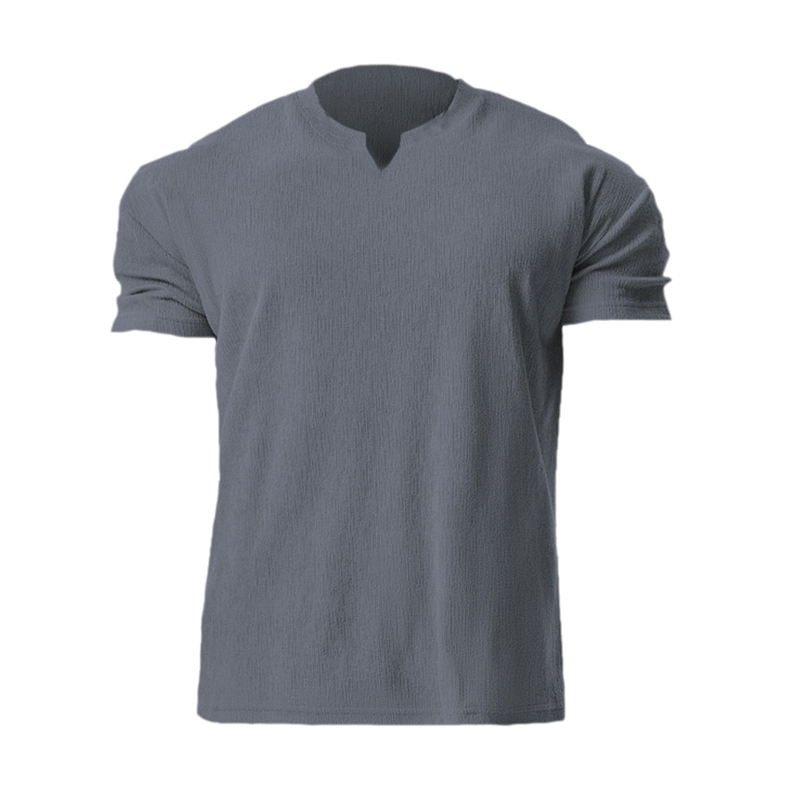 High-End Textured Breathable Solid V-Neck Short-Sleeve T-Shirt