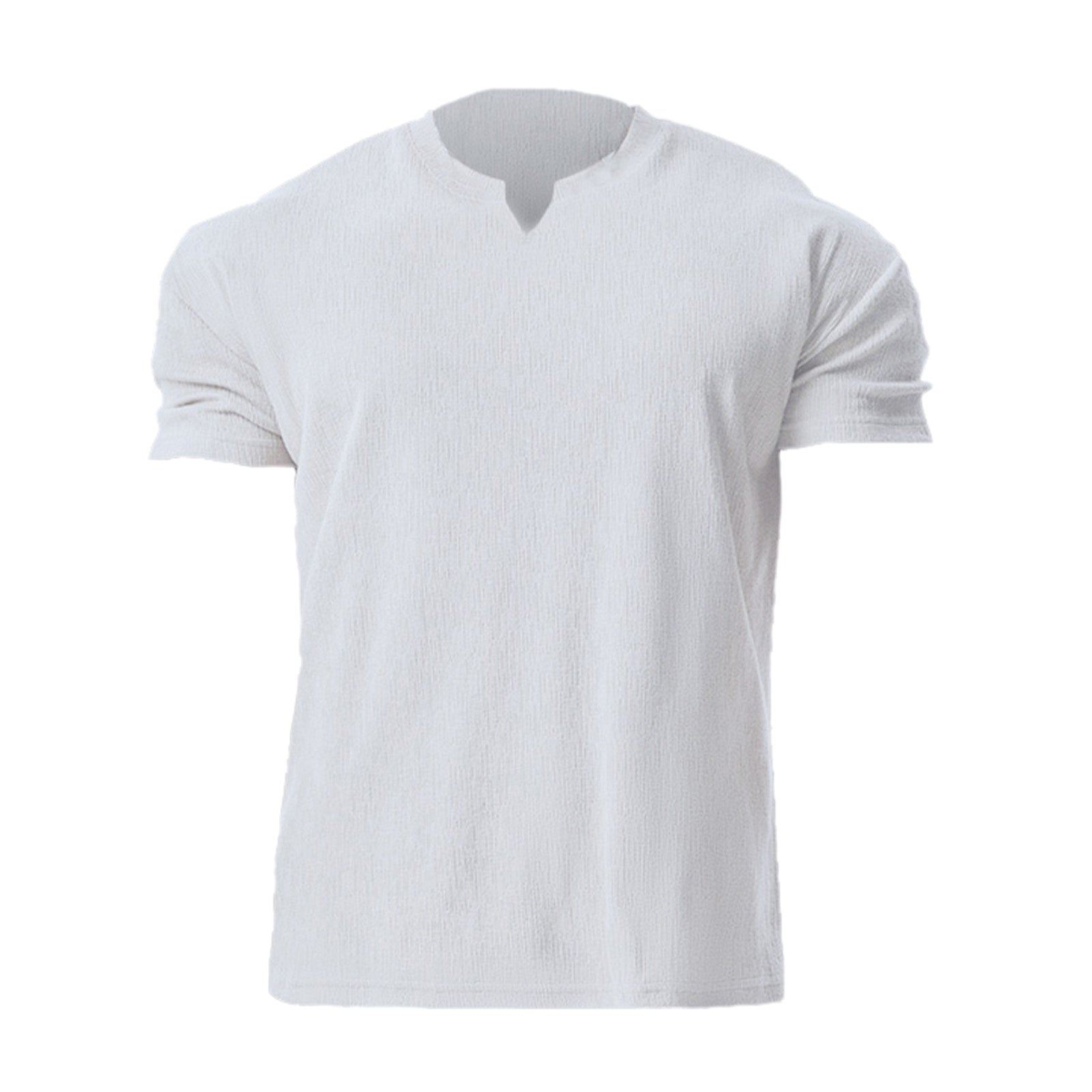 High-End Textured Breathable Solid V-Neck Short-Sleeve T-Shirt