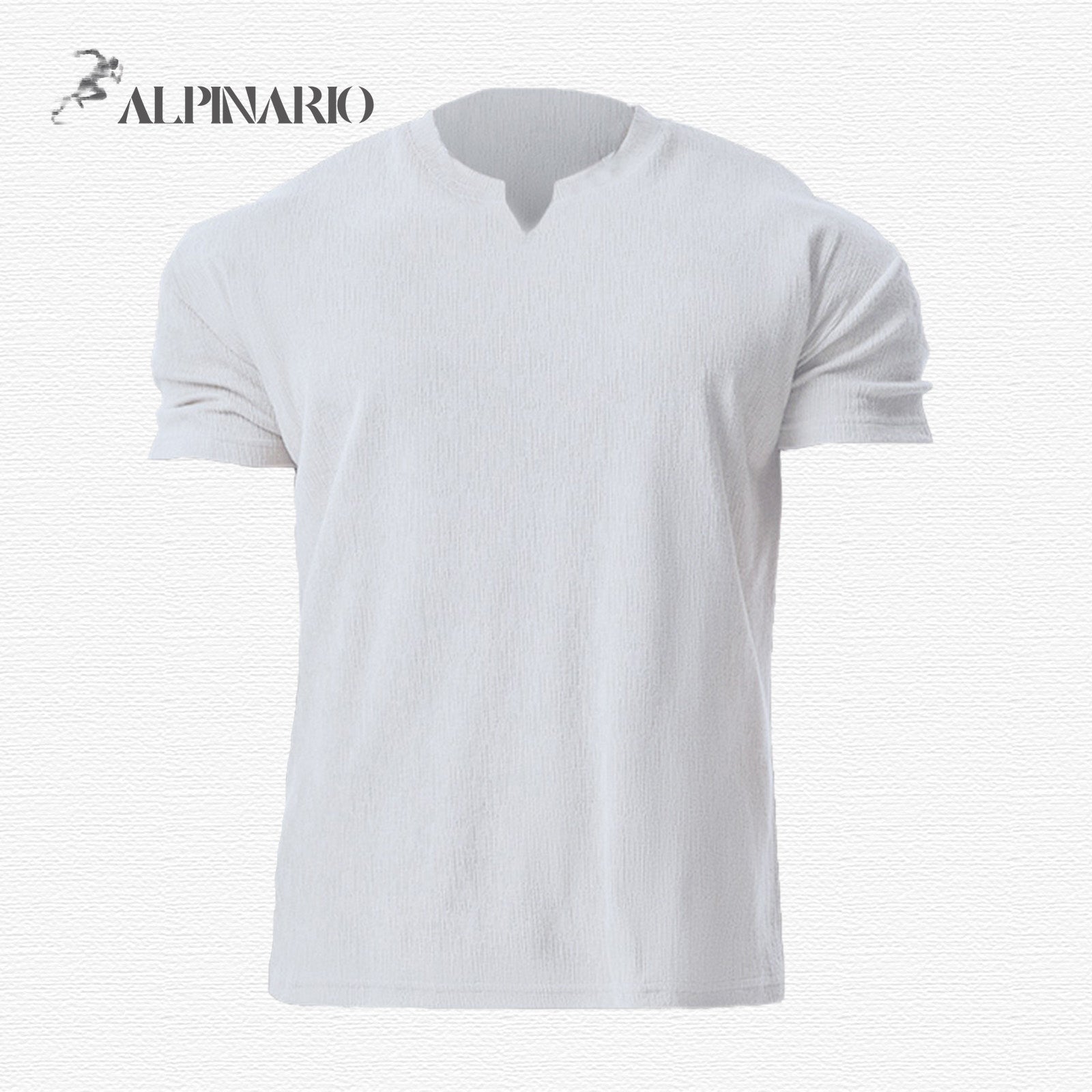 High-End Textured Breathable Solid V-Neck Short-Sleeve T-Shirt