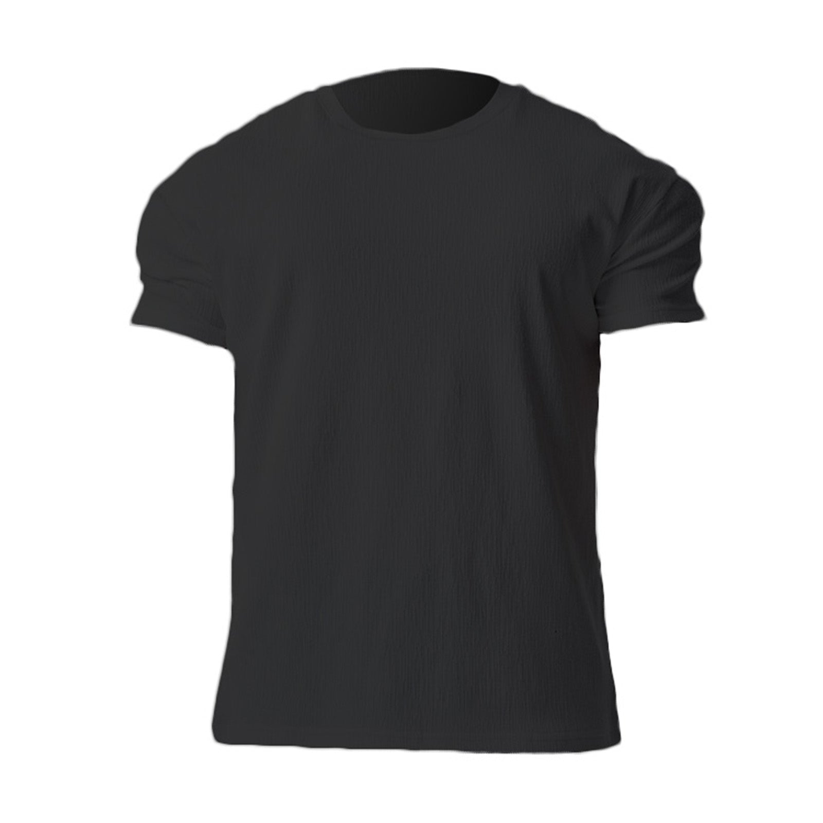 High-End Textured Solid-Color Round-Neck Short-Sleeved T-Shirt