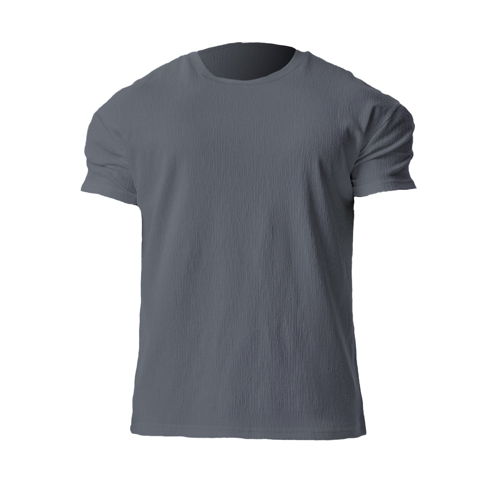 High-End Textured Solid-Color Round-Neck Short-Sleeved T-Shirt
