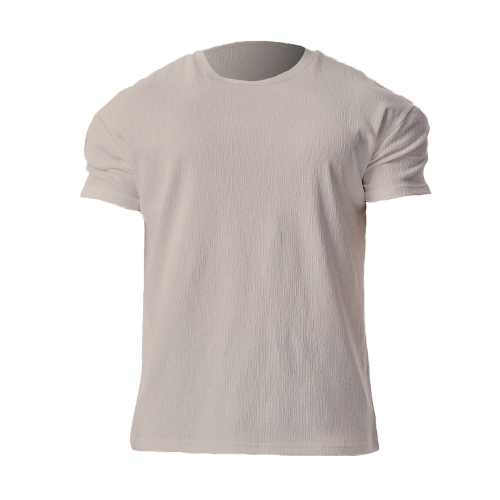 High-End Textured Solid-Color Round-Neck Short-Sleeved T-Shirt