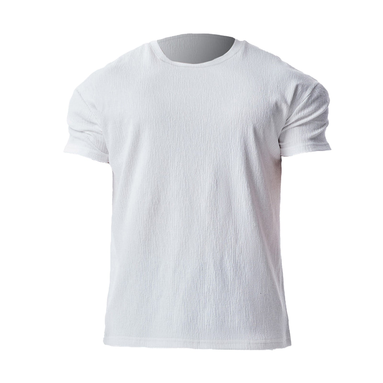 High-End Textured Solid-Color Round-Neck Short-Sleeved T-Shirt