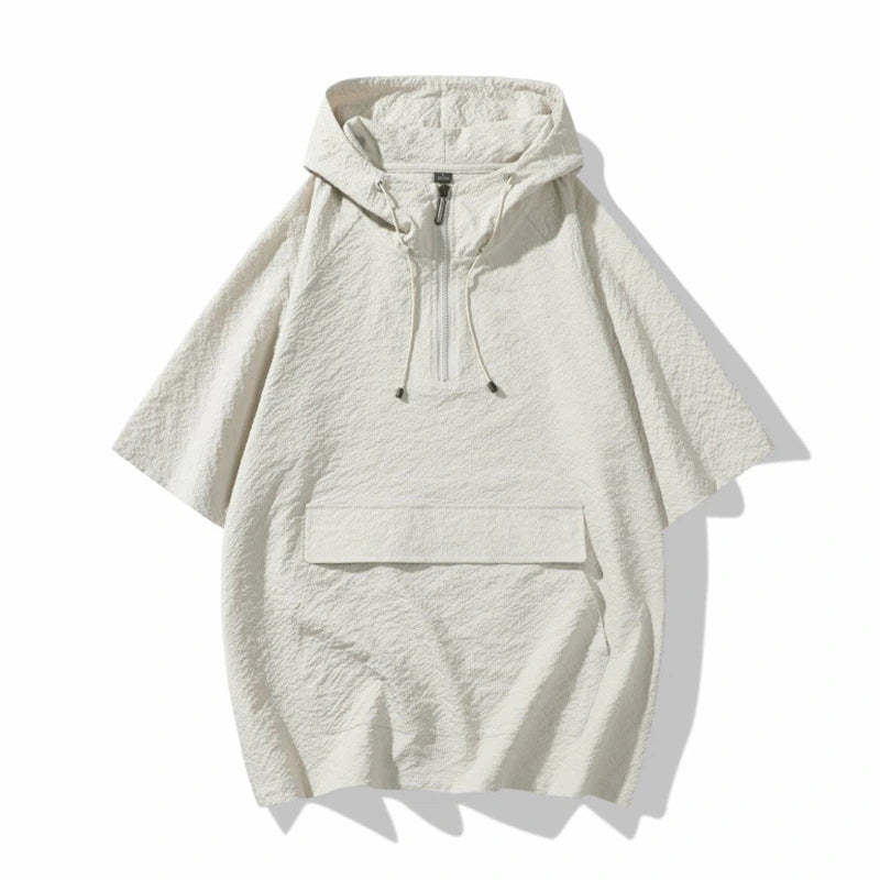 Youth Solid Color Cool Breathable Half-Zip Hooded Top