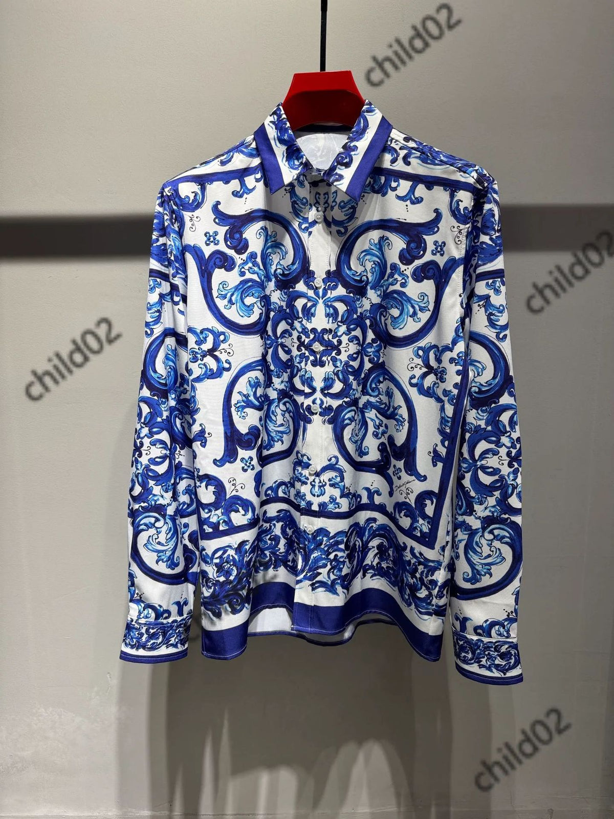 Baroque-print short-sleeve shirt with 3D lapel detail