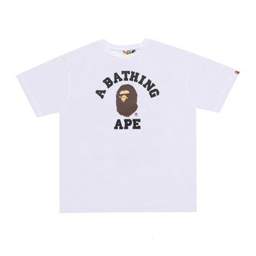 Plaid-pattern cotton short sleeve tee with graphic print