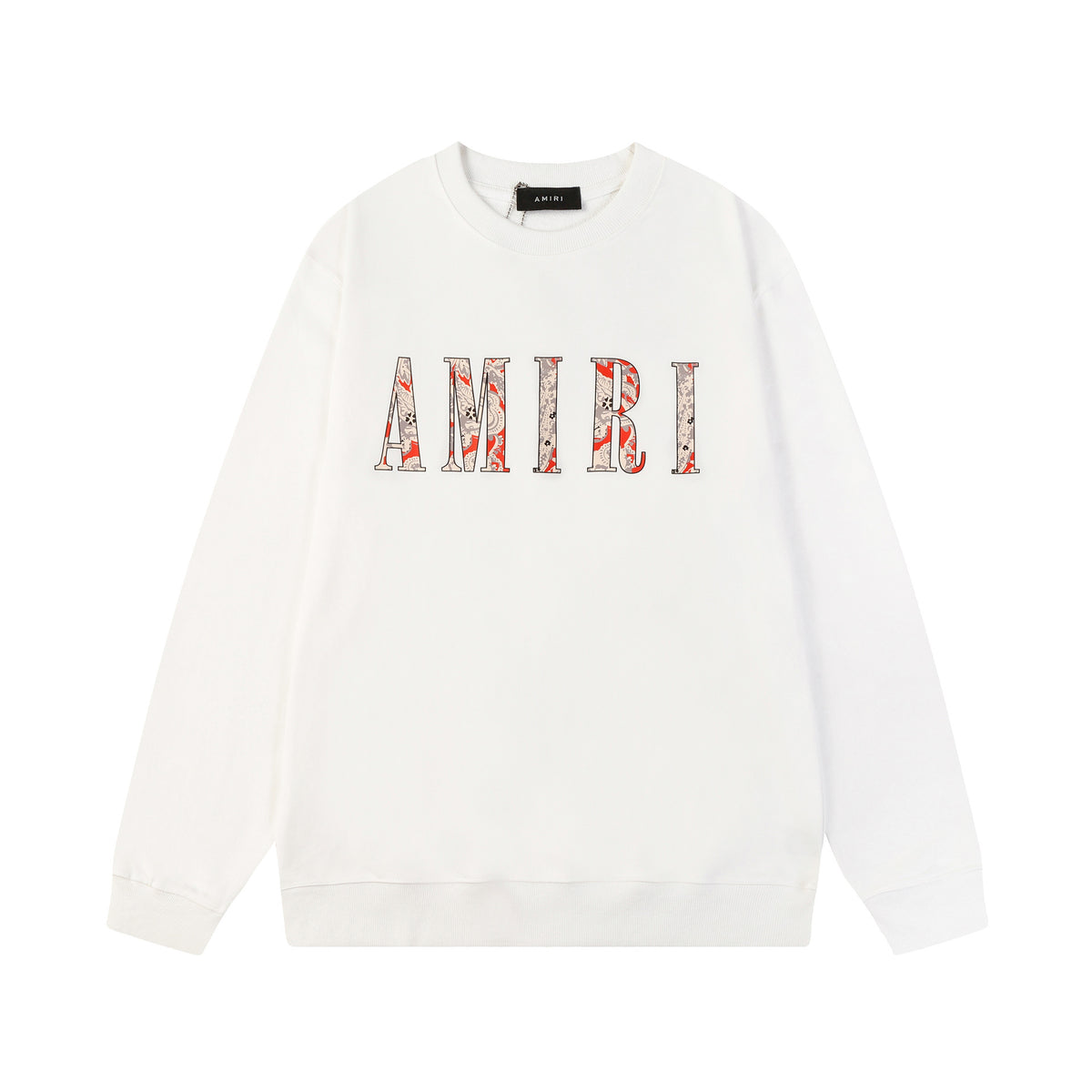 Black White Brown Eagle-Print Heavyweight Crewneck Sweatshirt