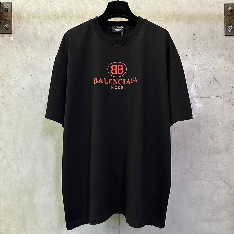 Black or white crew-neck cotton-blend t-shirt with minimalist lettering print