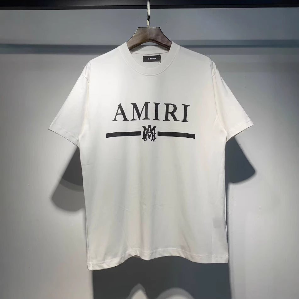 White or Black Short-Sleeve Round-Neck Cotton T-Shirt