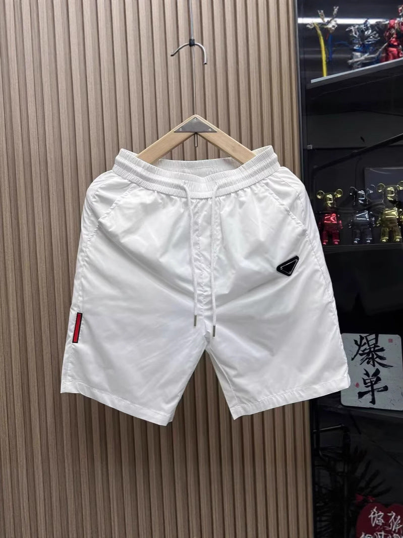 Slim Fit Five-Pocket Nylon Shorts in Black White or Red