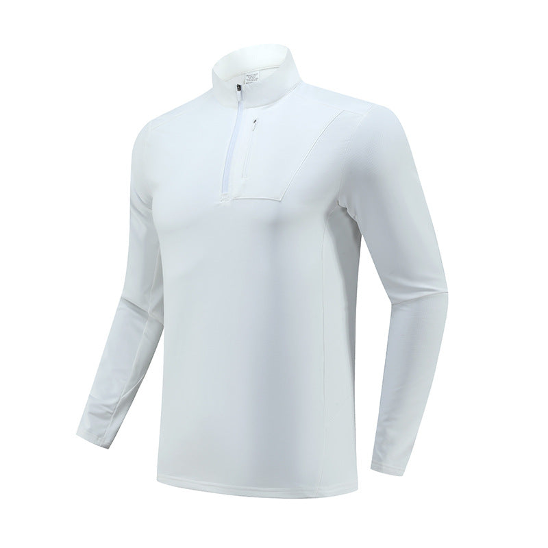 Half-Zip Fleece-Lined Stand-Collar Long-Sleeve