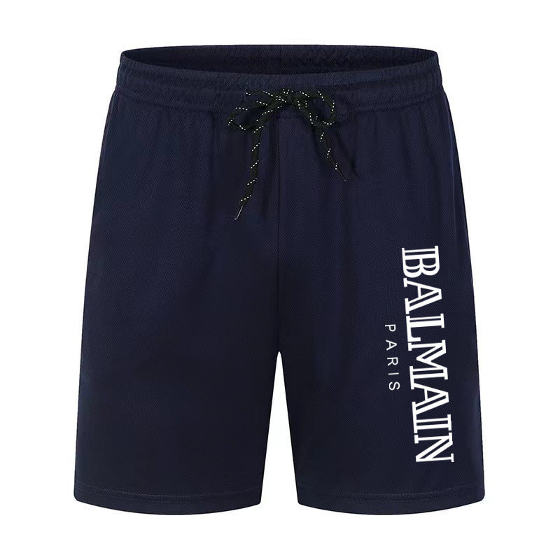 Black and White Printed Drawstring Waist Athletic Shorts