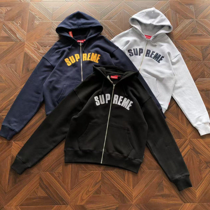 Style SUpr Back Print Letter Classic Fleece-Lined Unisex Hoodie New Trendy