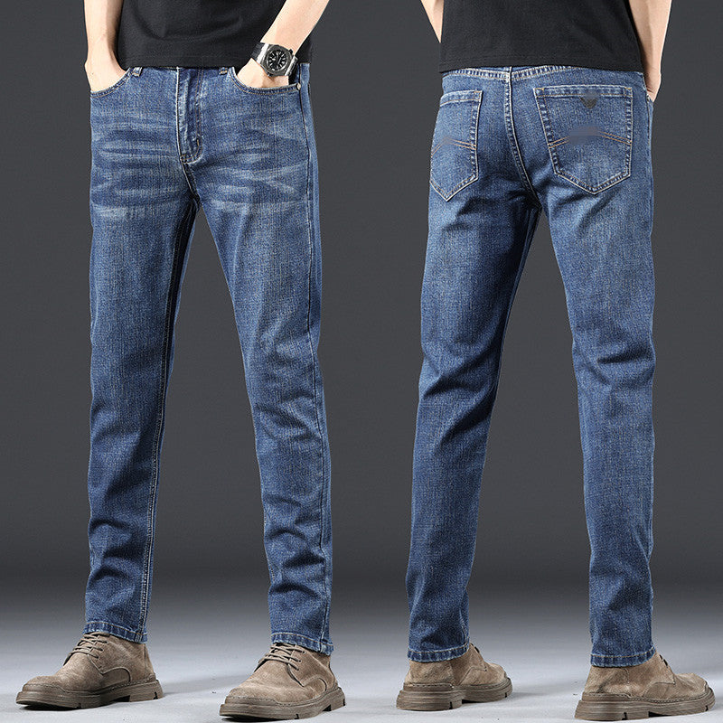 Navy Straight-Leg Lightweight Denim Jeans