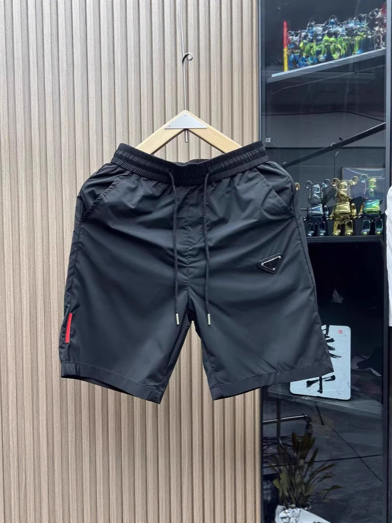 Slim Fit Five-Pocket Nylon Shorts in Black White or Red