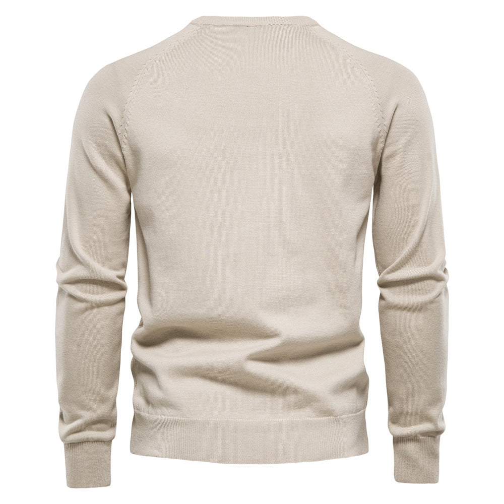 Diamond-Knit Cotton Crewneck Sweater in Khaki, Black, Green, Blue, Red, or Brown