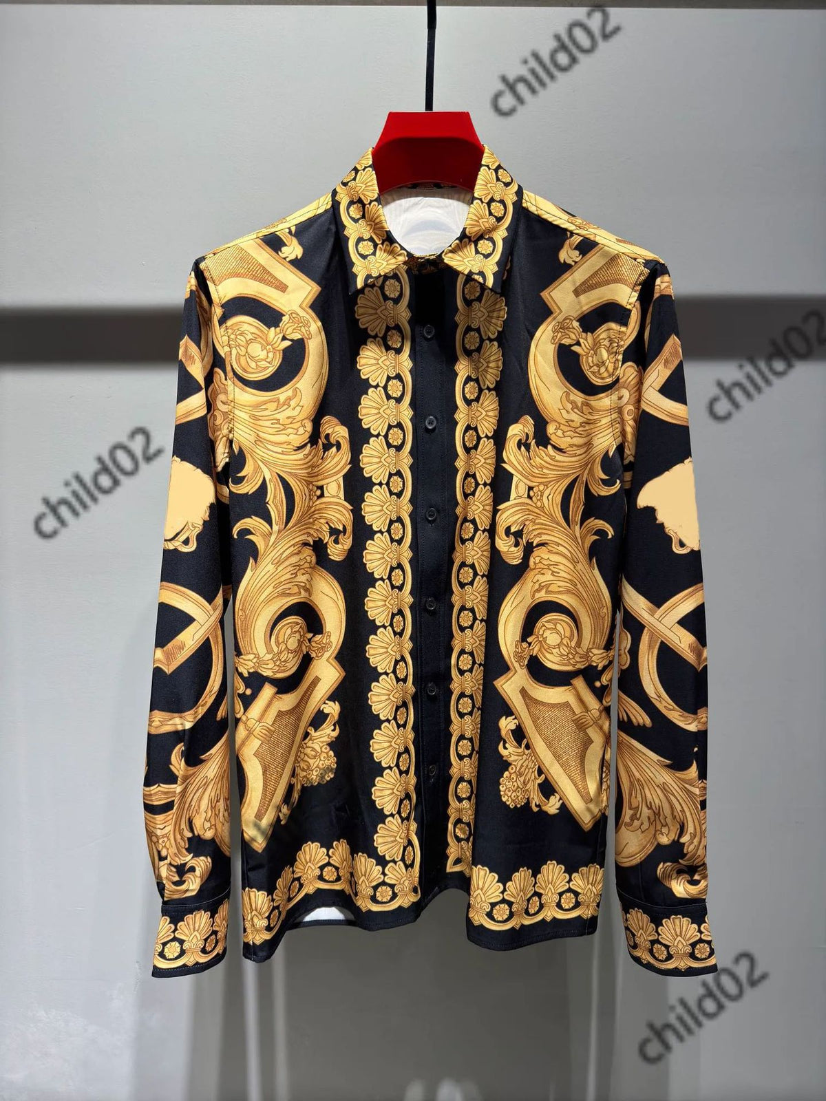 Baroque-print short-sleeve shirt with 3D lapel detail