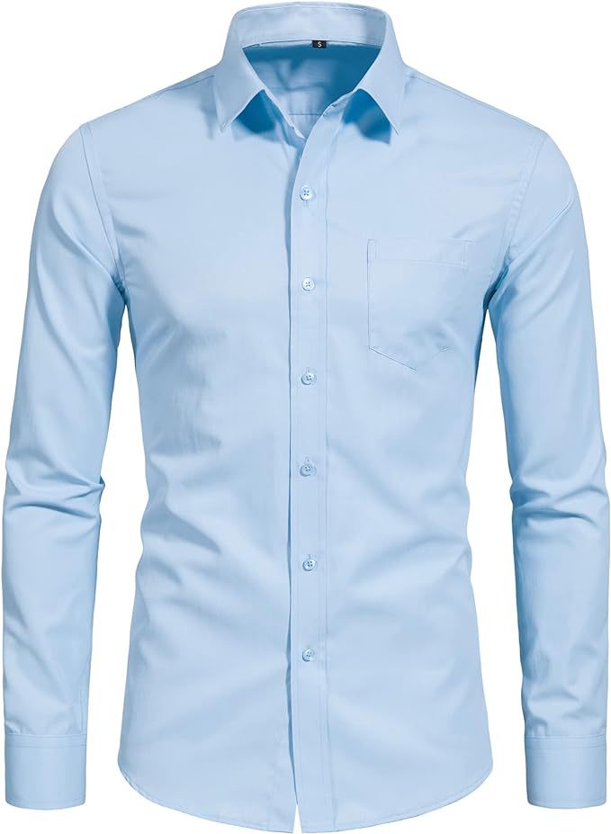Slim-Fit Long-Sleeve Cotton Dress Shirt in Solid Colors