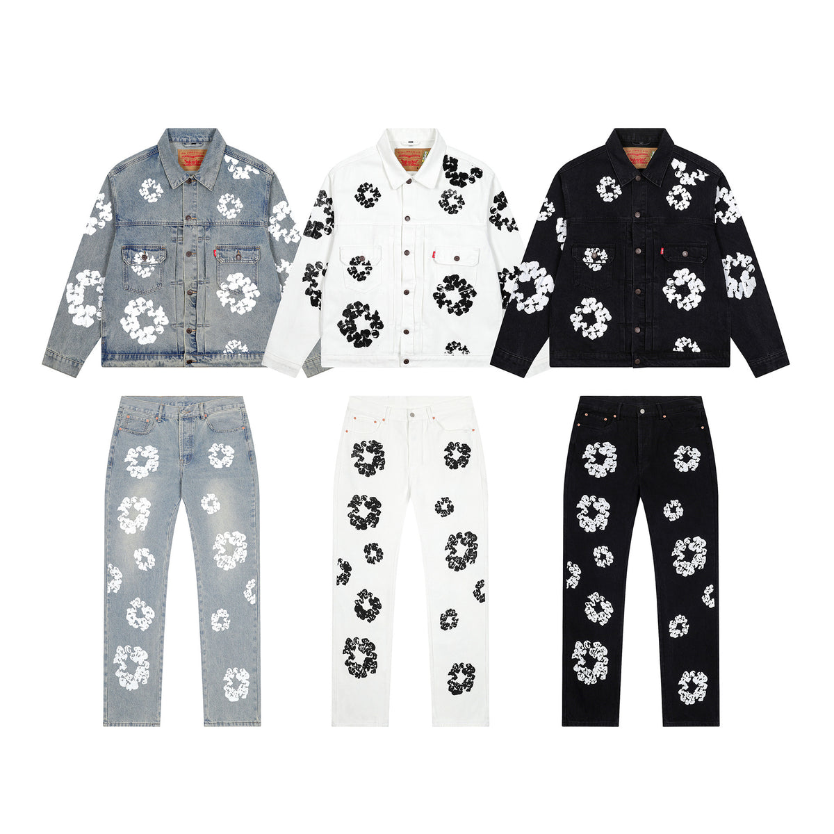 Denim Tears floral-embroidered slim-fit jeans