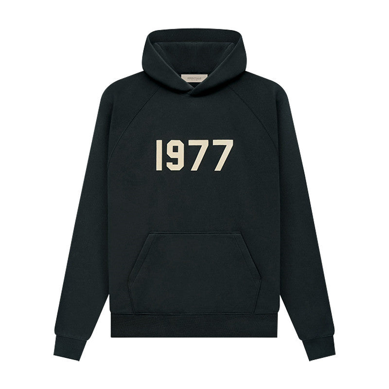 Black and Khaki Fleece Hoodie with Relaxed Fit and Minimal Chest Detail