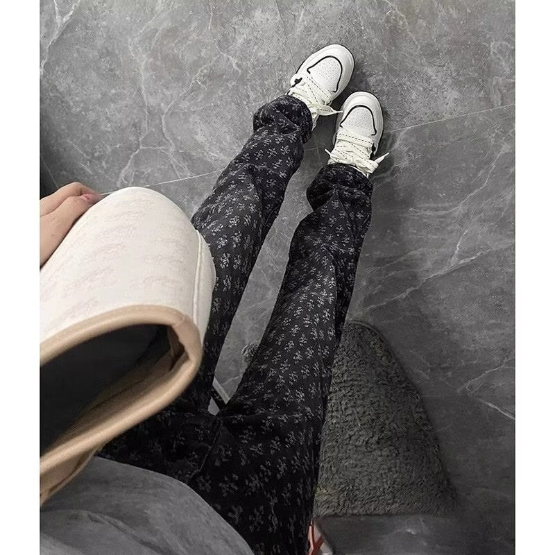 Khaki and Black Slim-Fit Stretch Straight-Leg Jeans