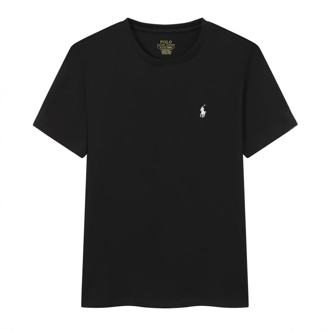 Black and White Cotton Relaxed-Fit Polo-Style T-Shirt