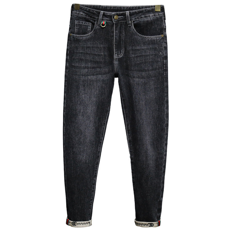 Slim-fit gray denim shorts with embroidered details