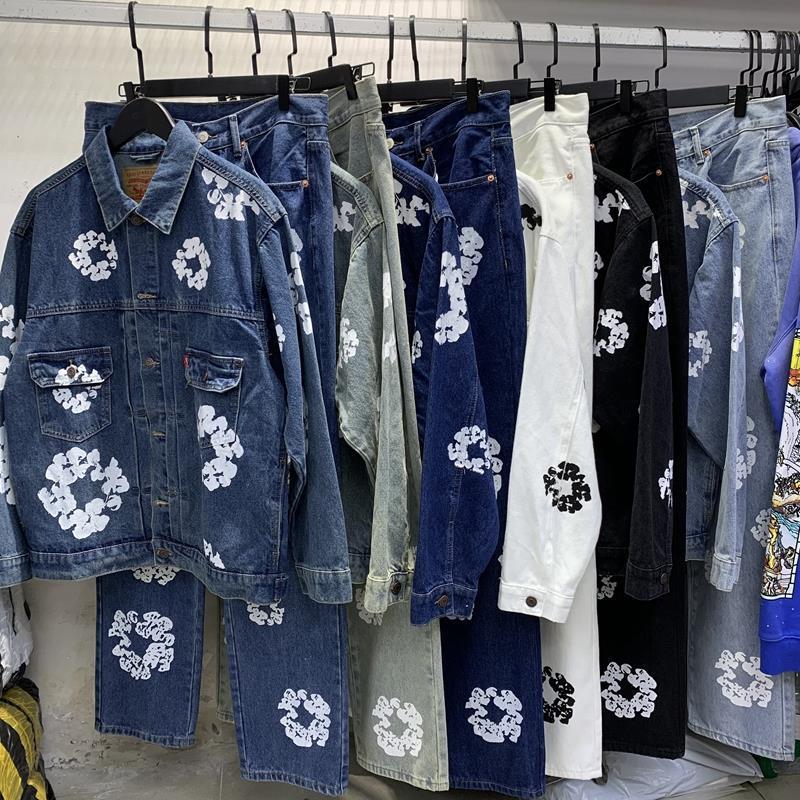 Denim Tears floral-embroidered slim-fit jeans
