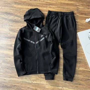 Black Fleece Oversized Hoodie with Kangaroo Pocket and Adjustable Drawcord