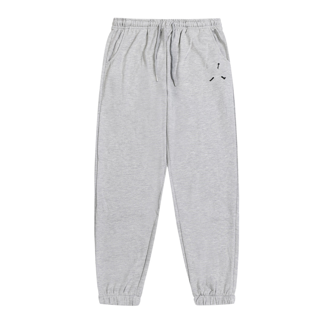 Black and Gray Fleece Joggers with Elastic Waist and Tapered Fit