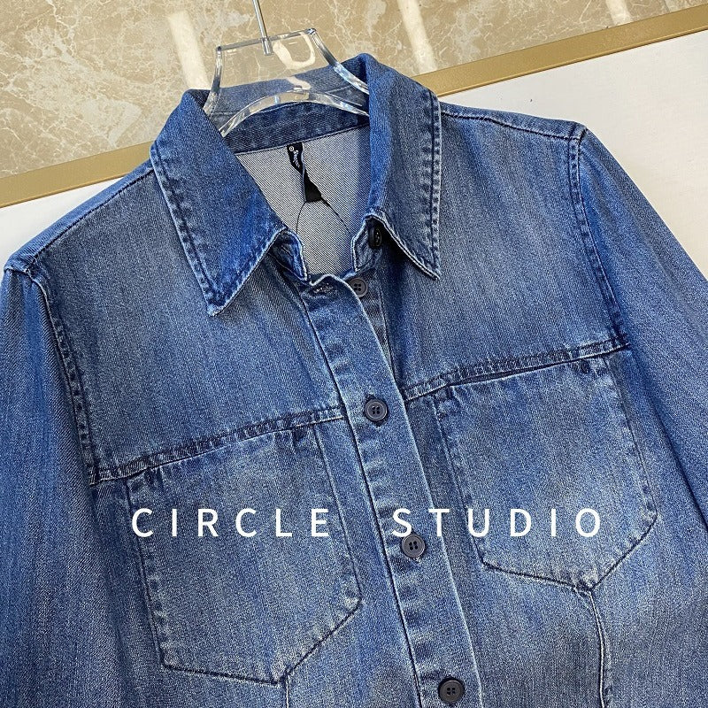 Relaxed-fit Tencel denim shirt with chest pockets