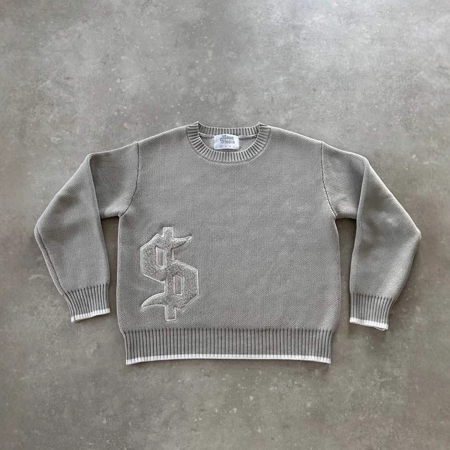 Men's Knitted Sweater High Street Harajuku Crew Neck Top Autumn Winter Thick Acr