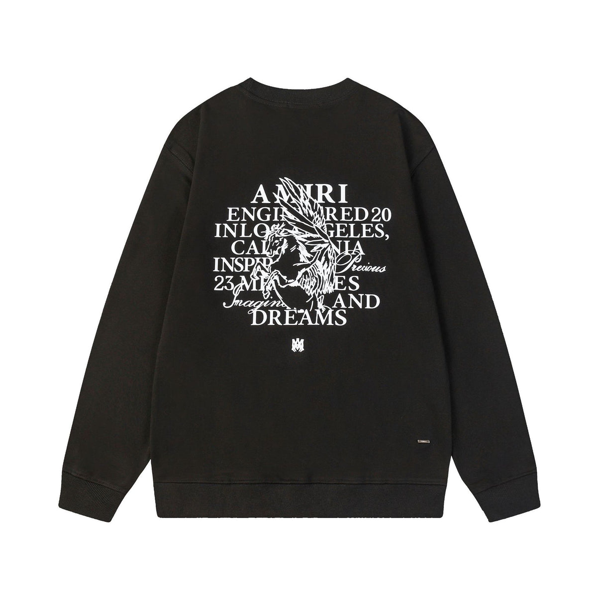 Black White Brown Eagle-Print Heavyweight Crewneck Sweatshirt