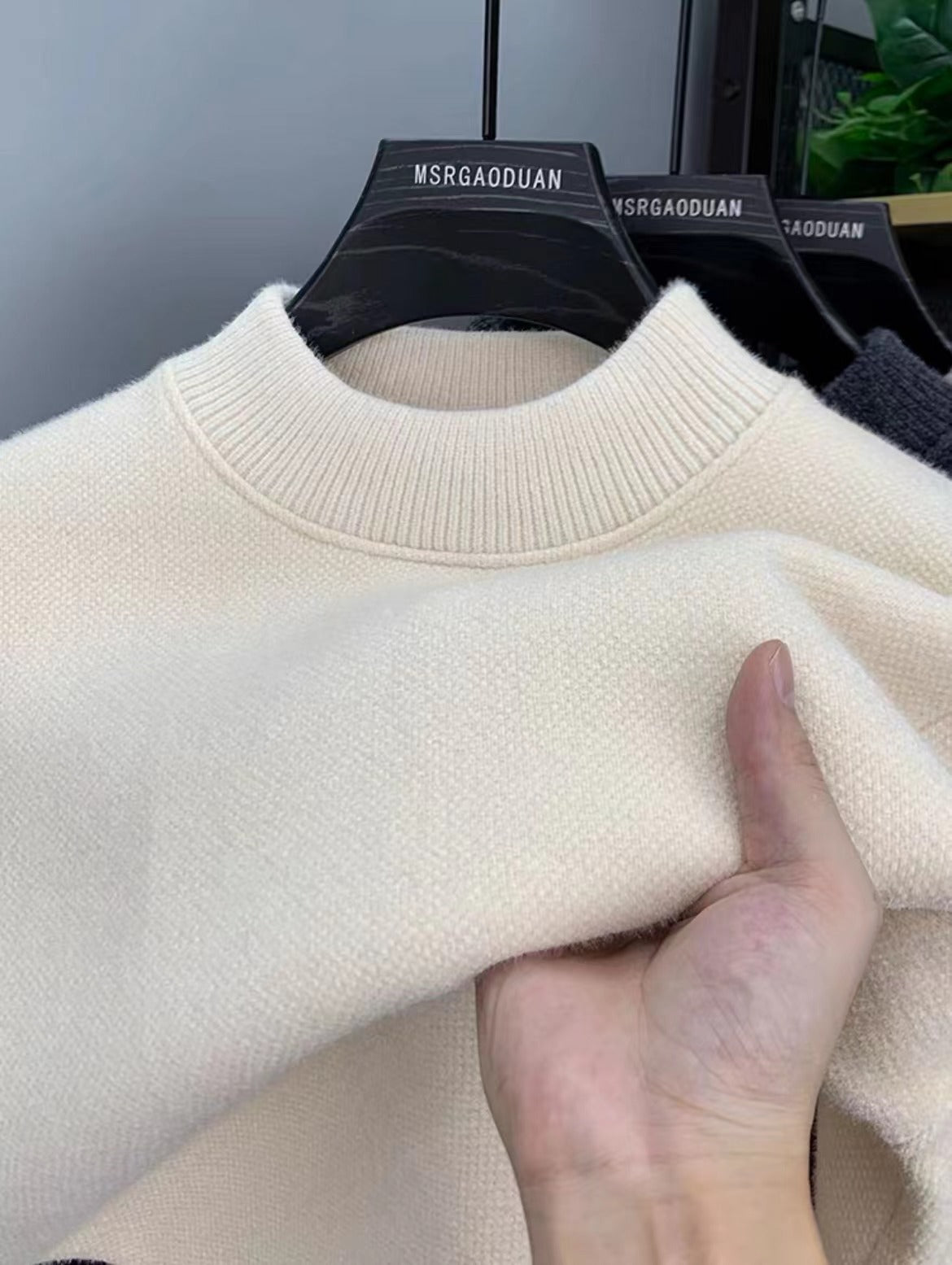 Chenille crewneck sweater with brushed interior for warmth