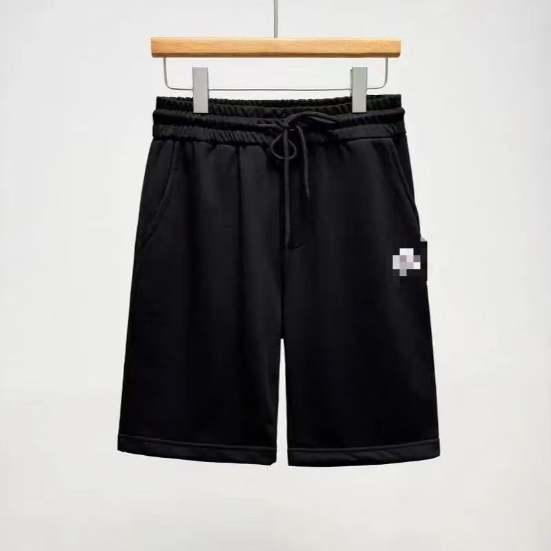 Black Gray White Cotton-Blend Relaxed-Fit Summer Shorts