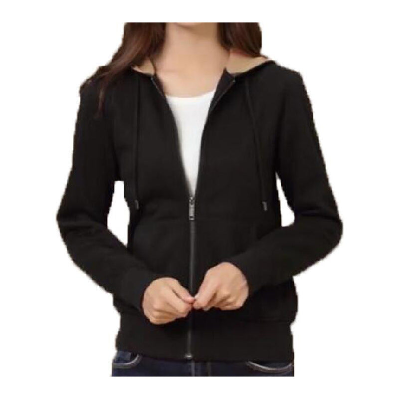Zip-up hoodie with check-lined hood and drawstrings