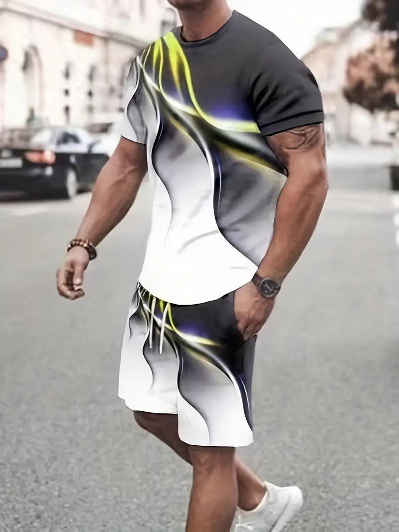 Black and White Gradient Breathable Polyester T-Shirt