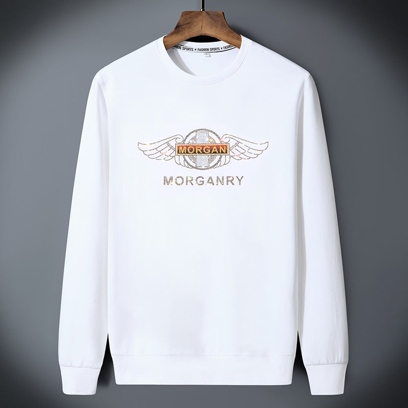Classic crewneck sweatshirt with multicolor check-pattern text detail