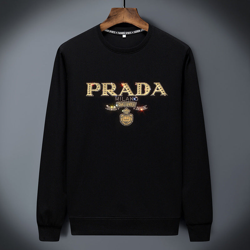 Classic crewneck sweatshirt with multicolor check-pattern text detail