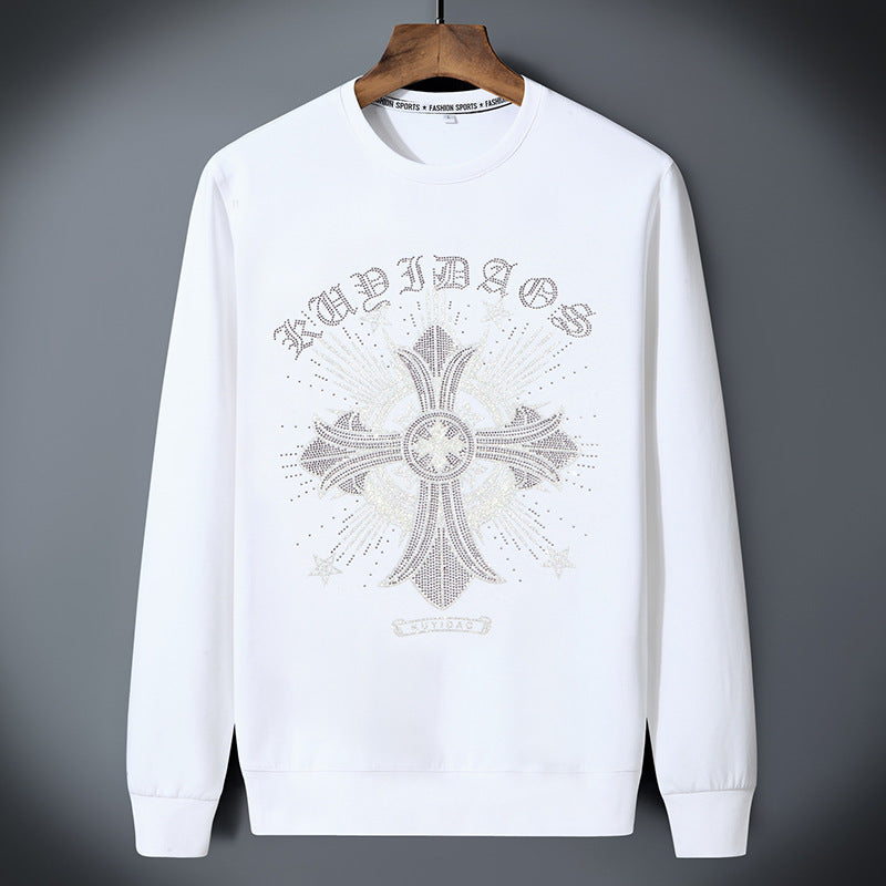 Classic crewneck sweatshirt with multicolor check-pattern text detail