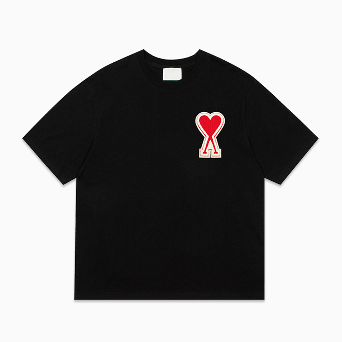 Embroidered Heart Detail Short Sleeve Cotton T-Shirt