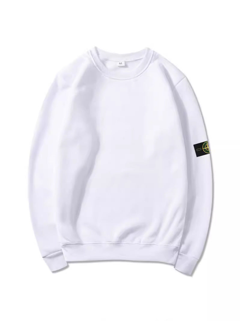 Spring And Autumn Unisex Hoodie, High Street Solid Color Island Armband Badge, L