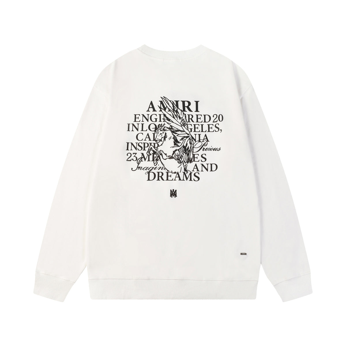 Black White Brown Eagle-Print Heavyweight Crewneck Sweatshirt